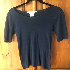 Navy VINTAGE Bergdorf Goodman Mr & Mrs MacLeod top